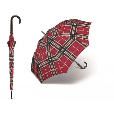 Dlouhý deštník - červené káro - poštovné zdarma