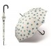 Bílý dlouhý deštník happy rain Aqua Dots s modrými puntíky