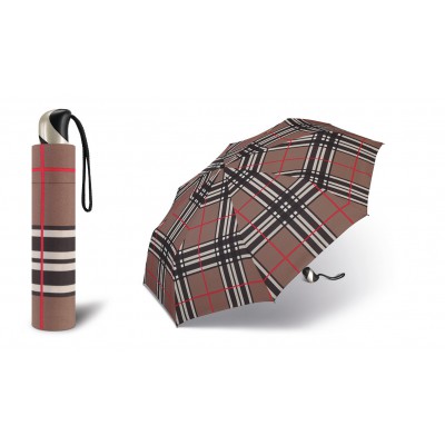 Plně automatický odlehčený deštník  hnědé káro POŠTOVNÉ ZDARMA