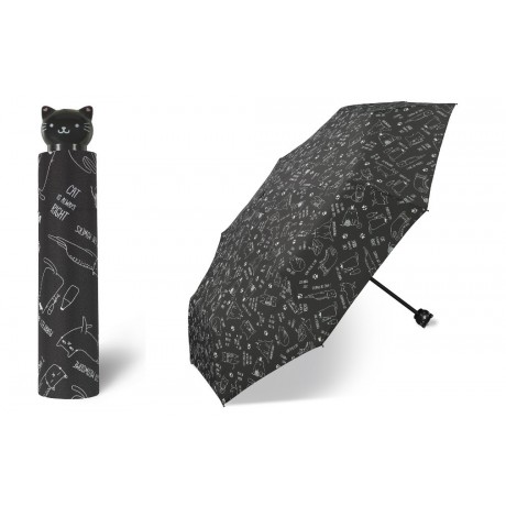 Černý skládací deštník - Kočky