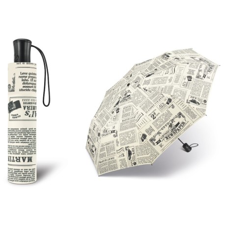 Happy rain, Mini AC  Newspaper 42283,  dámský automatický deštník