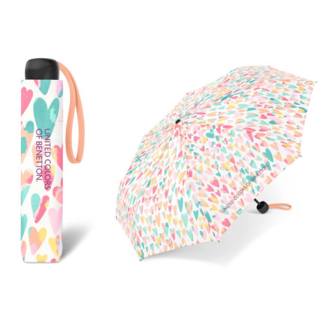 Benetton Super Mini AQUARELL HEARTS 59042 dámský skládací deštník
