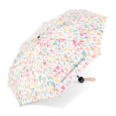 Benetton Super Mini AQUARELL HEARTS 59042 dámský skládací deštník