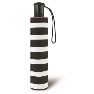 Happy rain,  Mini AC black/white 42284, dámský vystřelovací deštník