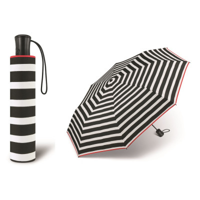 Happy rain,  Mini AC black/white 42284, dámský vystřelovací deštník