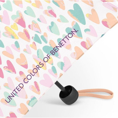 Benetton Super Mini AQUARELL HEARTS 59042 dámský skládací deštník
